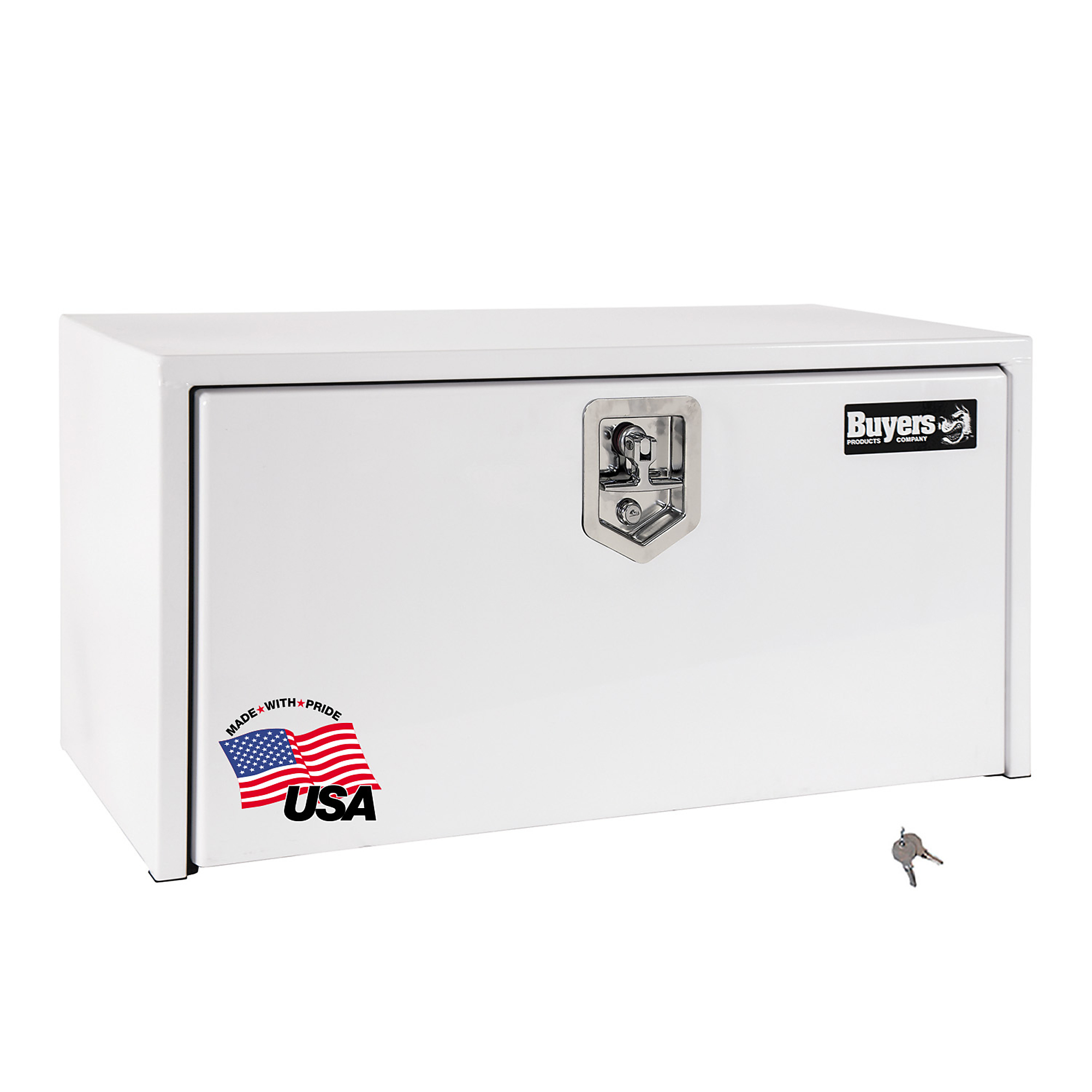 Buyers Products, 30x24x24in. Underbody Truck Bed Tool Job Storage Box, Width 30 in, Material Carbon Steel, Color Finish Glossy White, Model# 1704403